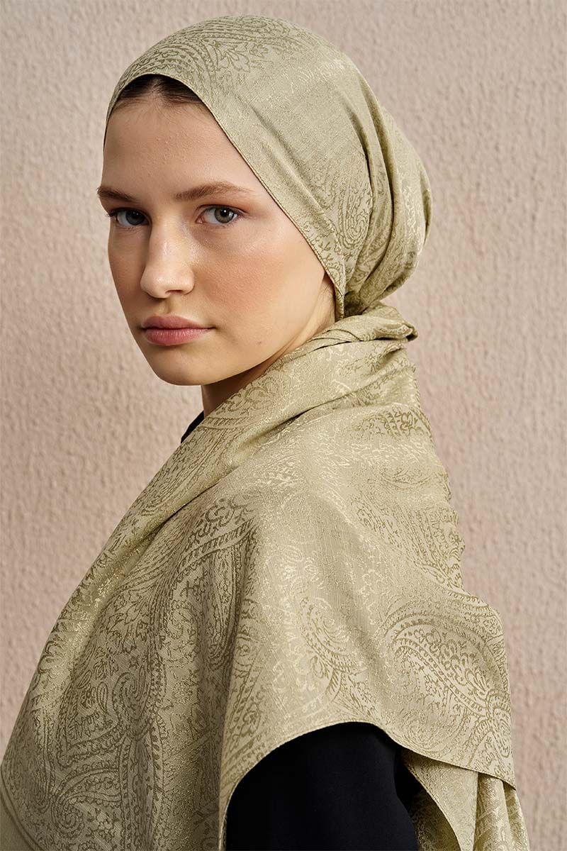 Double-Sided Ethnic Pattern Shawl - Green