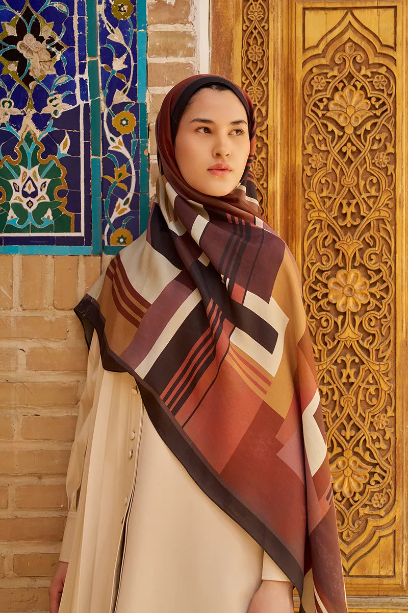 Clover Floş Viskon Şal - Kahverengi