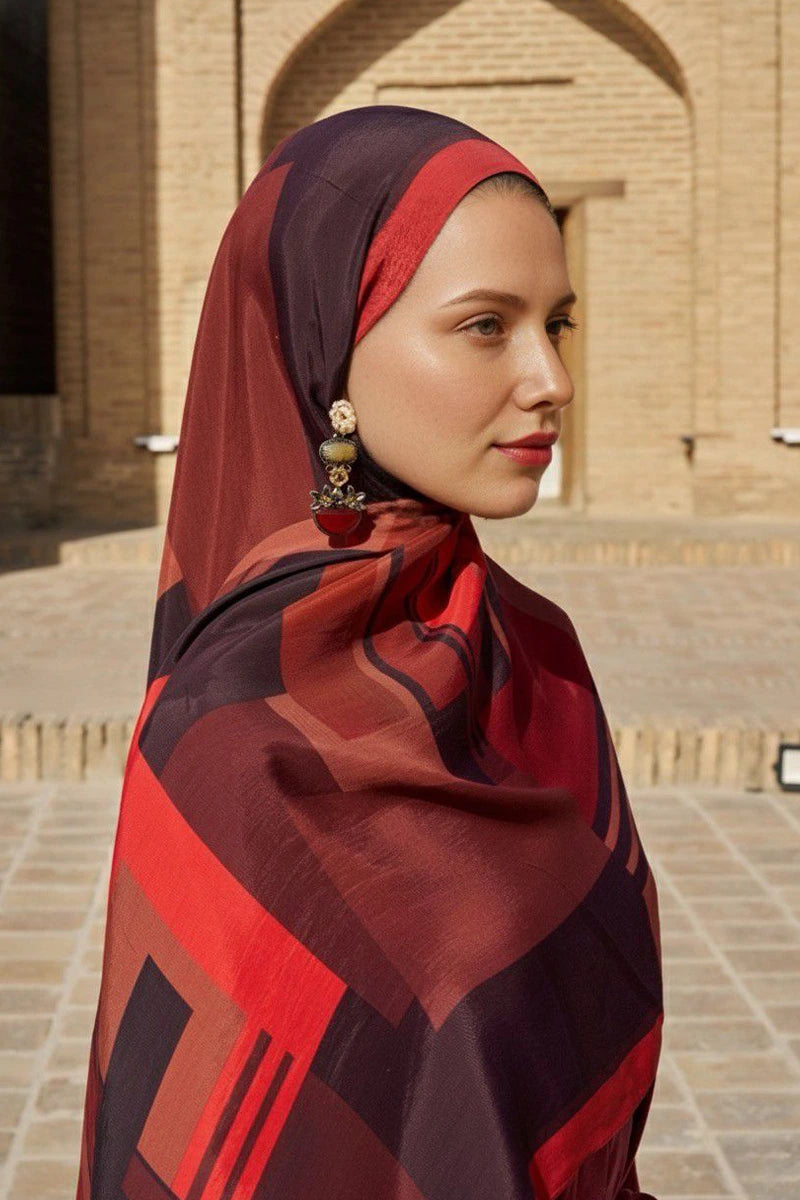 Clover Floss Viscose Shawl - Red