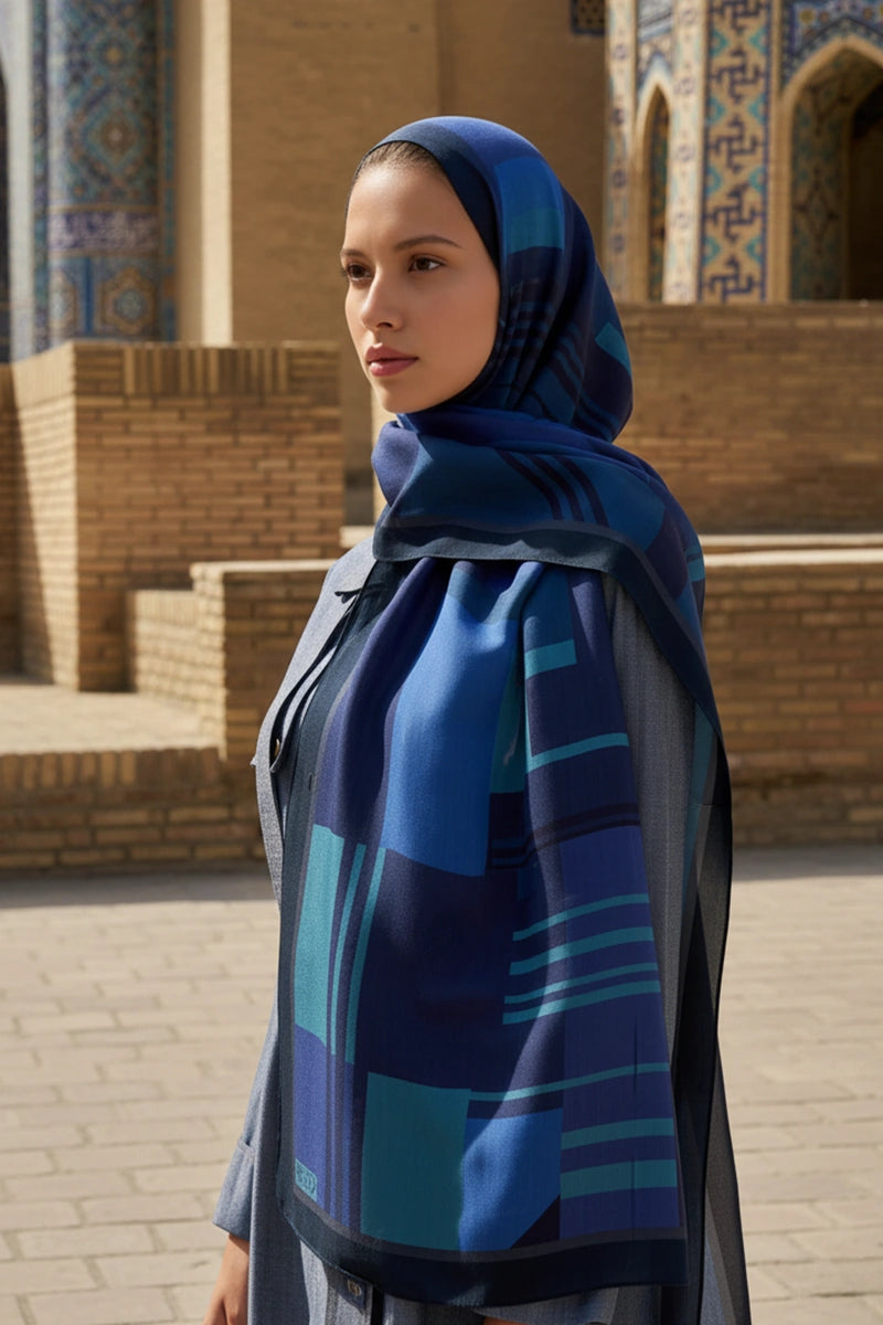 Clover Floş Viskon Şal - Lacivert