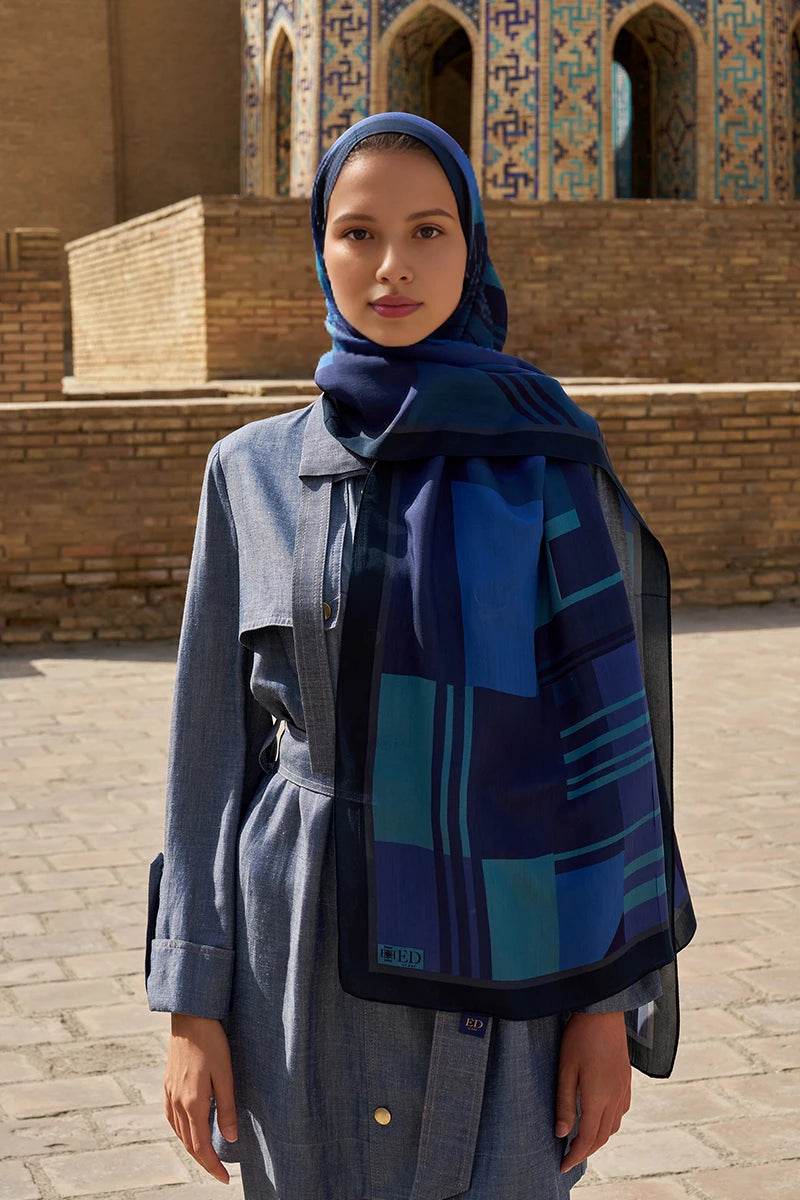 Clover Floş Viskon Şal - Lacivert