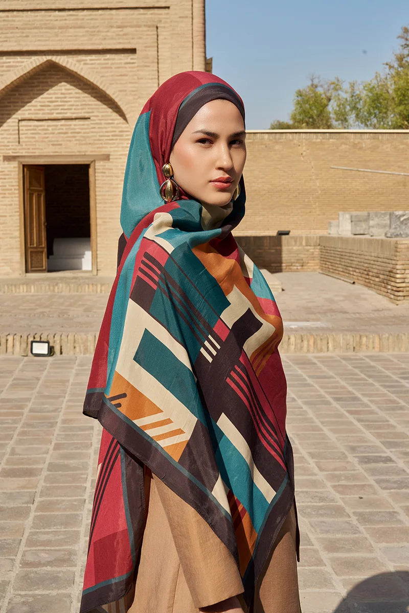 Clover Floş Viskon Şal - Mürdüm