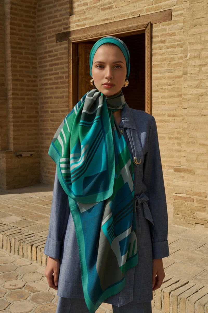 Clover Floş Viskon Şal - Turkuaz