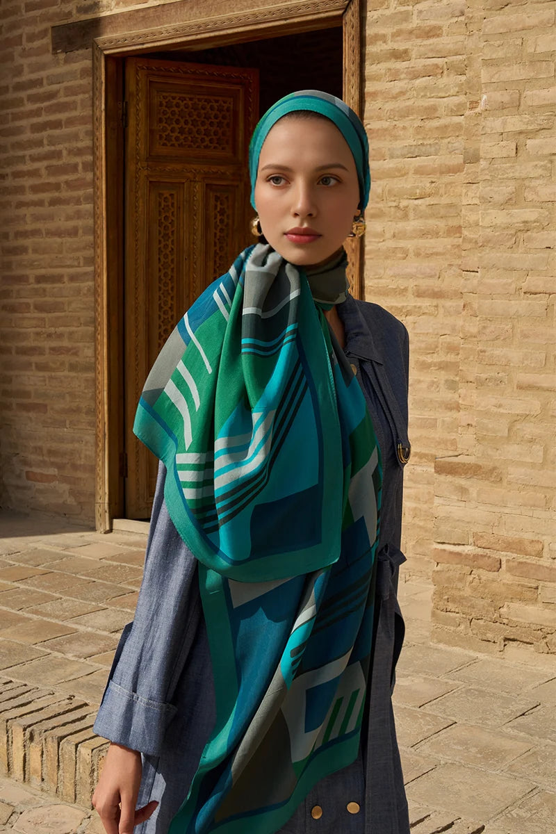 Clover Floş Viskon Şal - Turkuaz