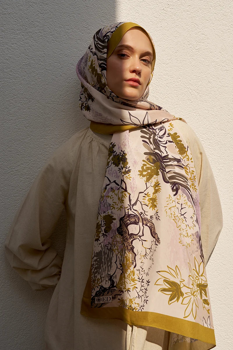 Curated Forest Shawl - Olive Green