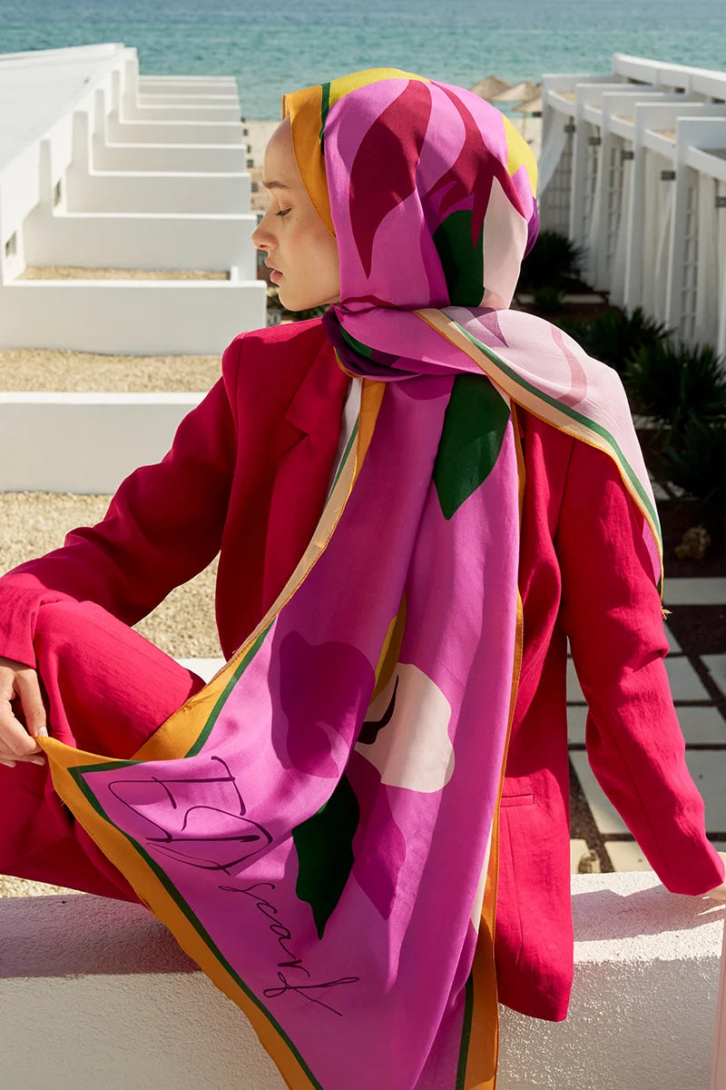 Curated Abstract Şal - Pembe
