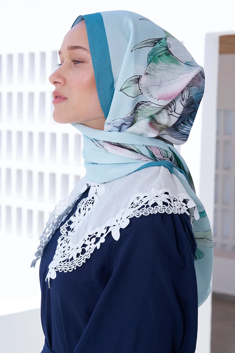 Curated Lilium Şal - Soft Mavi