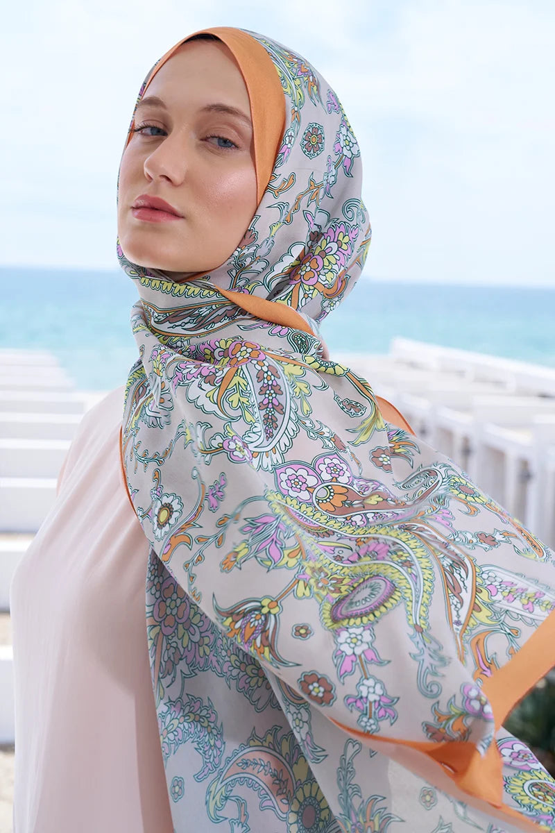 Curated Secret Garden Şal - Bej / Turuncu