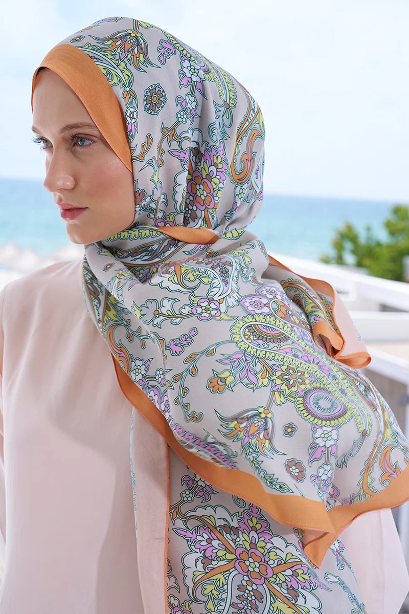 Curated Secret Garden Şal - Bej / Turuncu