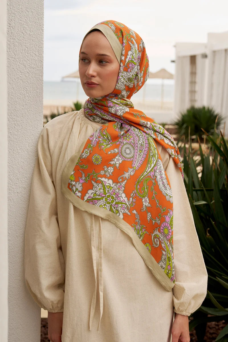 Curated Secret Garden Shawl - Orange