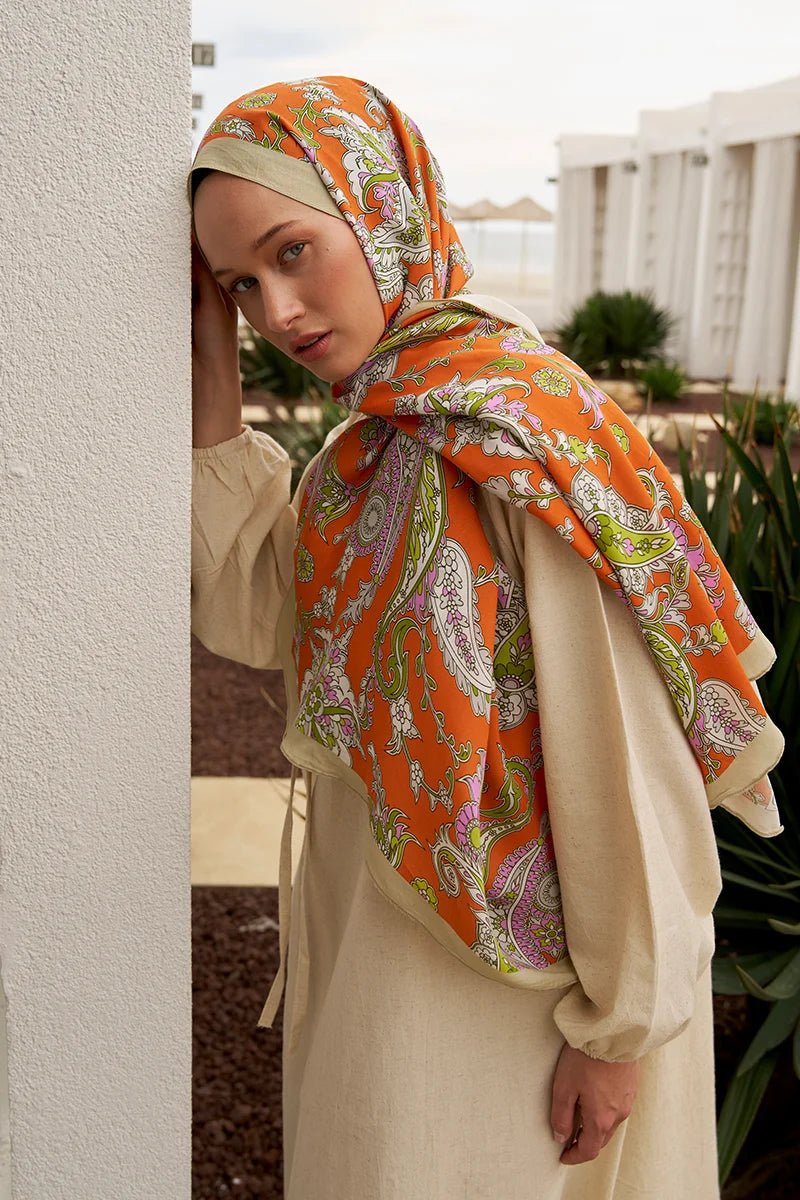 Curated Secret Garden Shawl - Orange