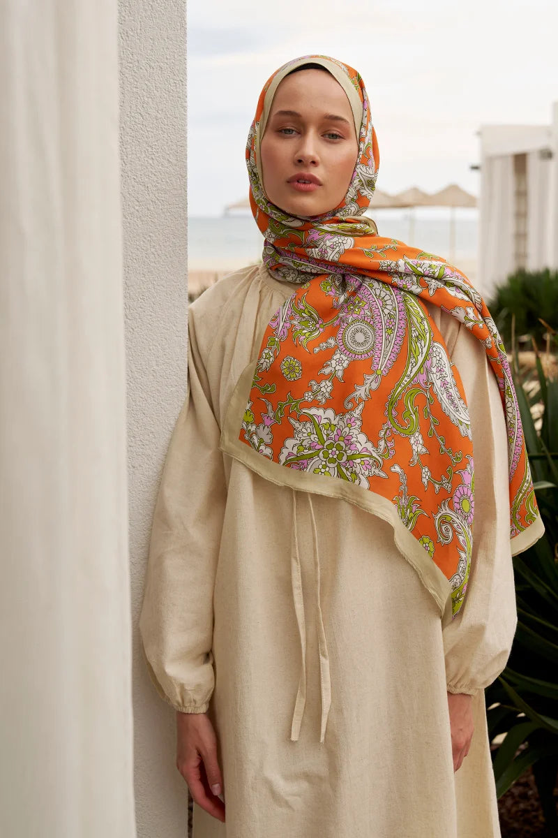 Curated Secret Garden Shawl - Orange