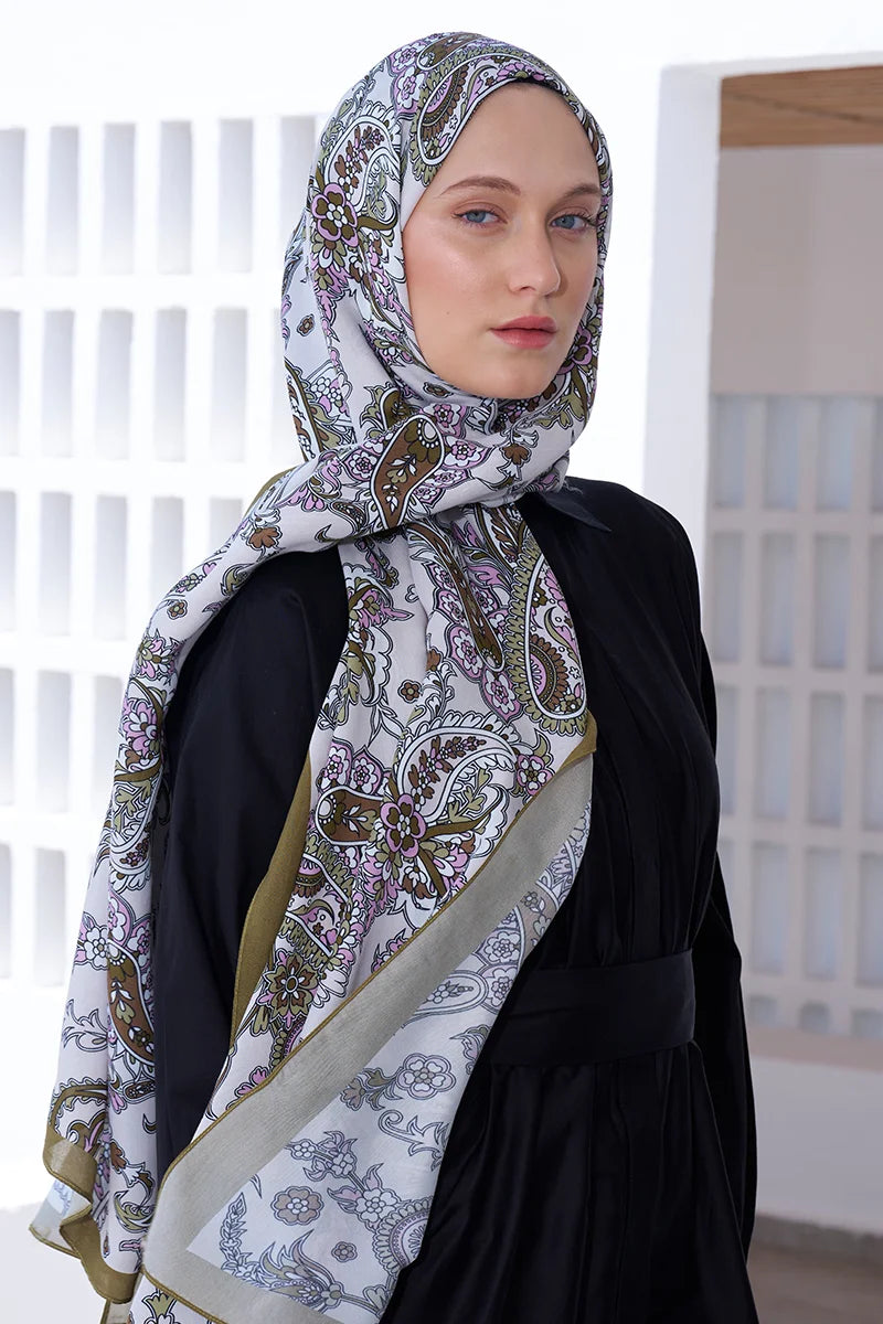 Curated Secret Garden Shawl - Olive Green