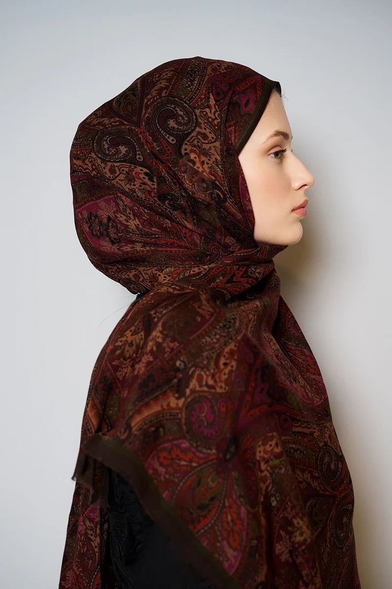 Yün İpek Aurora Şal - Acı Kahve