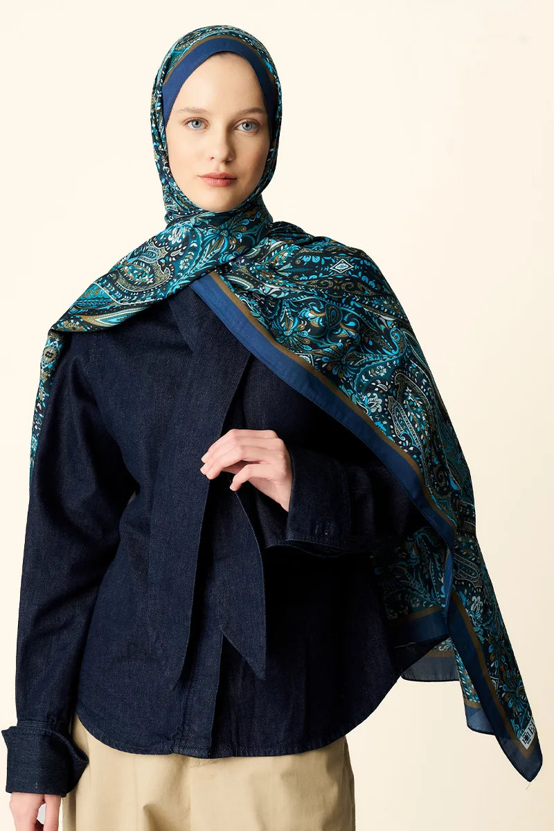 Fierce Floş Viskon Şal - Lacivert