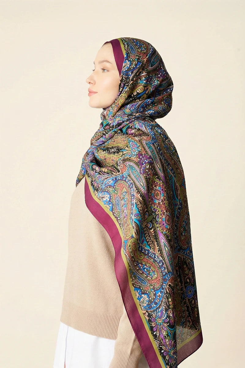 Fierce Floş Viskon Şal - Mürdüm