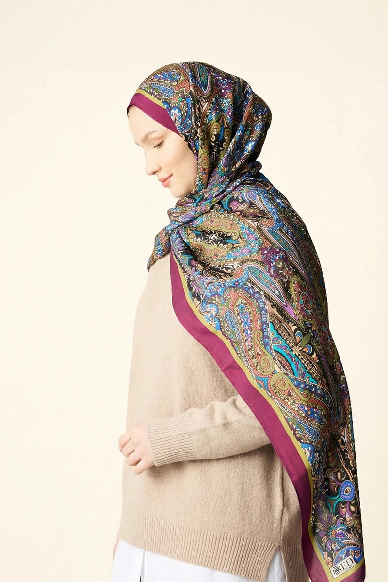 Fierce Floş Viskon Şal - Mürdüm