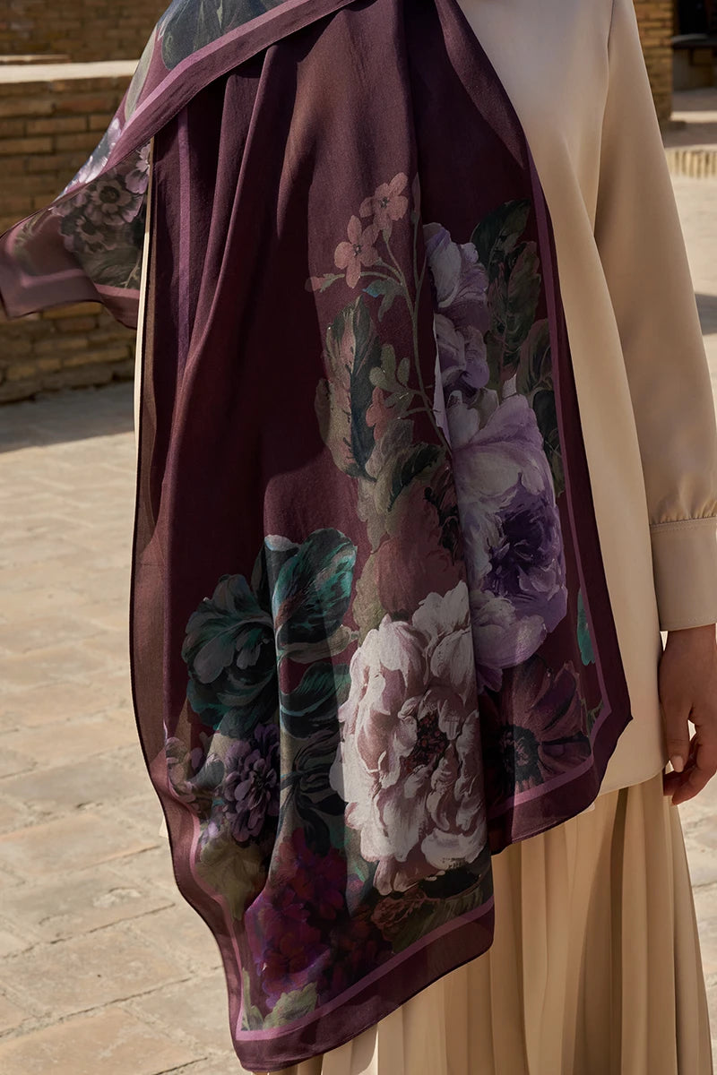 Floris Floş Viskon Şal - Mor