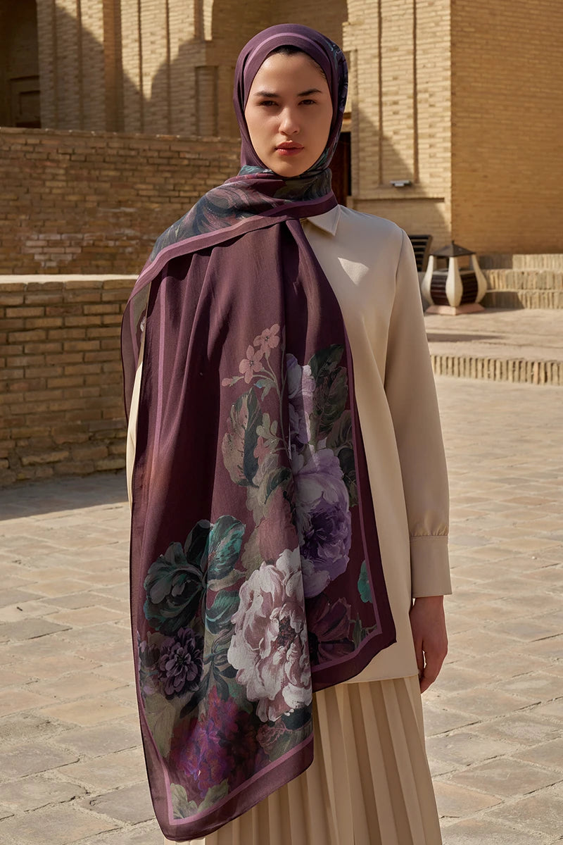 Floris Floş Viskon Şal - Mor