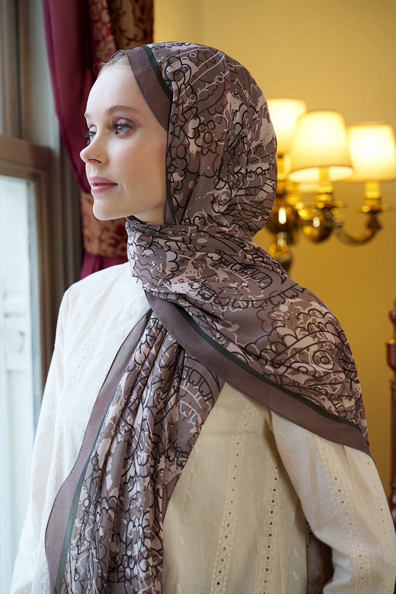 Pamuk İpek Floş Alyra Şal - Bej