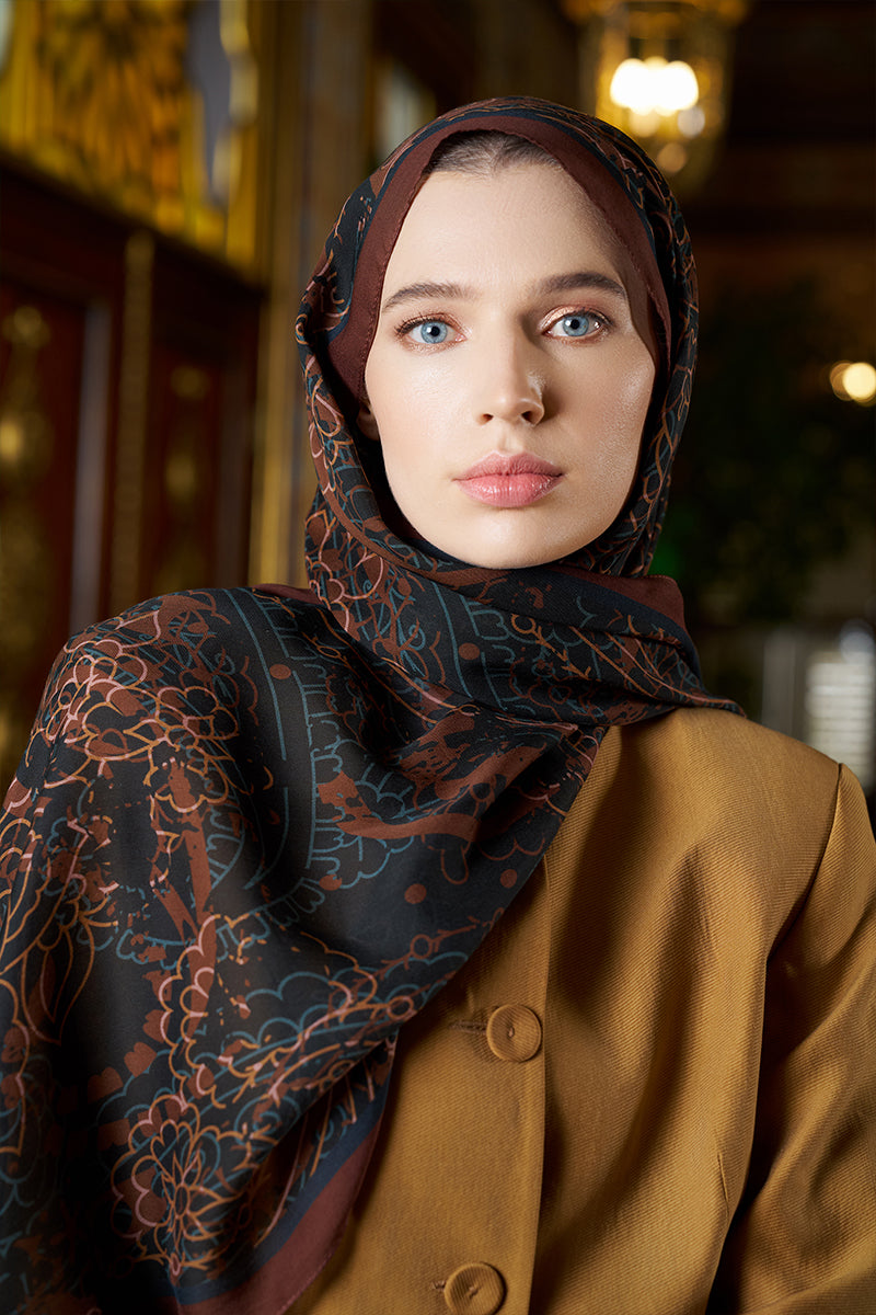 Pamuk İpek Floş Alyra Şal - Camel