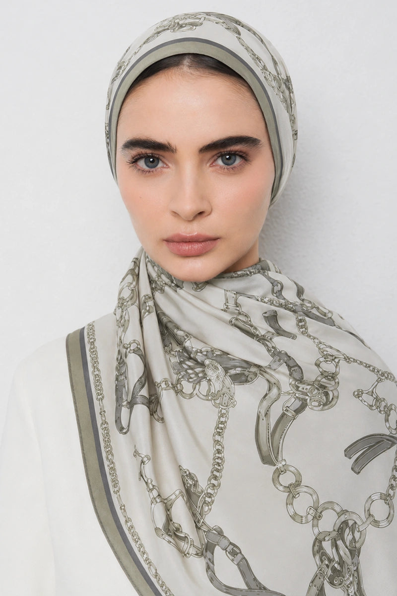 Floş Viskon Şal Harness Desen - Kum Beji