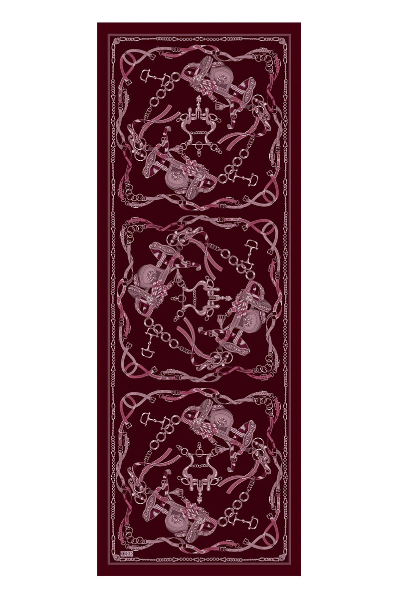 Floş Viskon Şal Harness Desen - Mürdüm
