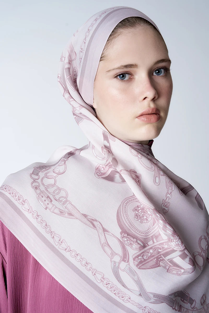 Floş Viskon Şal Harness Desen - Pembe