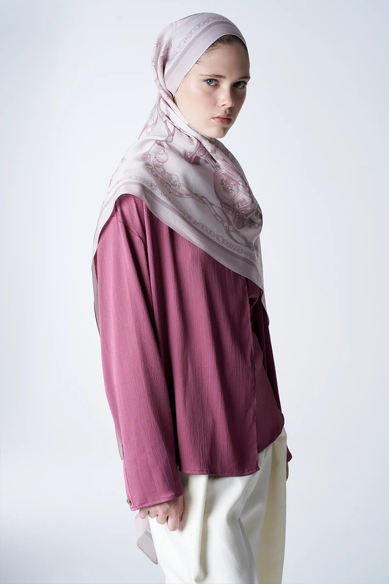 Floş Viskon Şal Harness Desen - Pembe