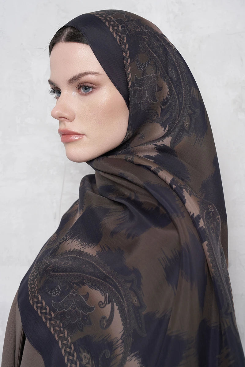 Floss Viscose Shawl Lace Leopard Pattern - Espresso