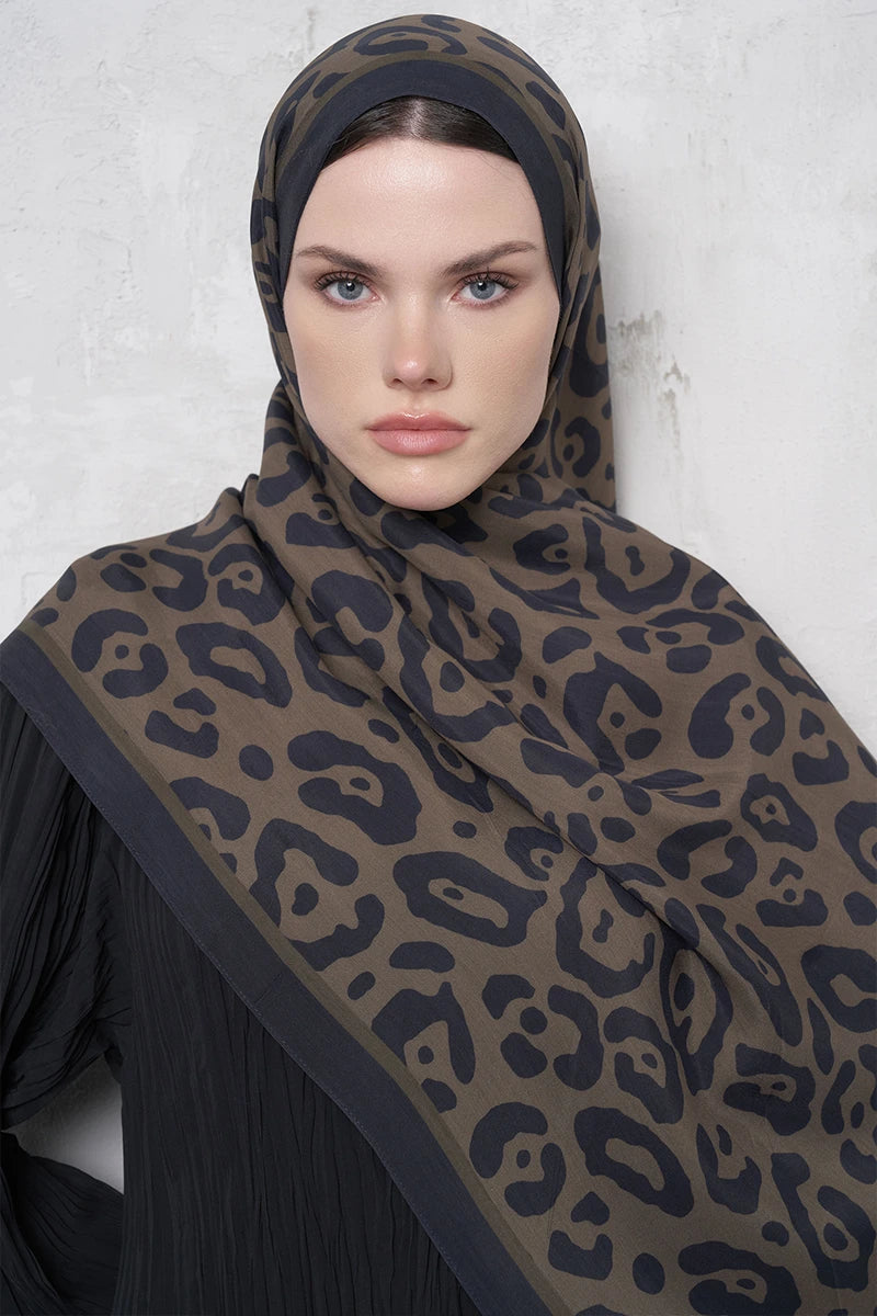 Floş Viskon Şal Leopar Desen - Nefti