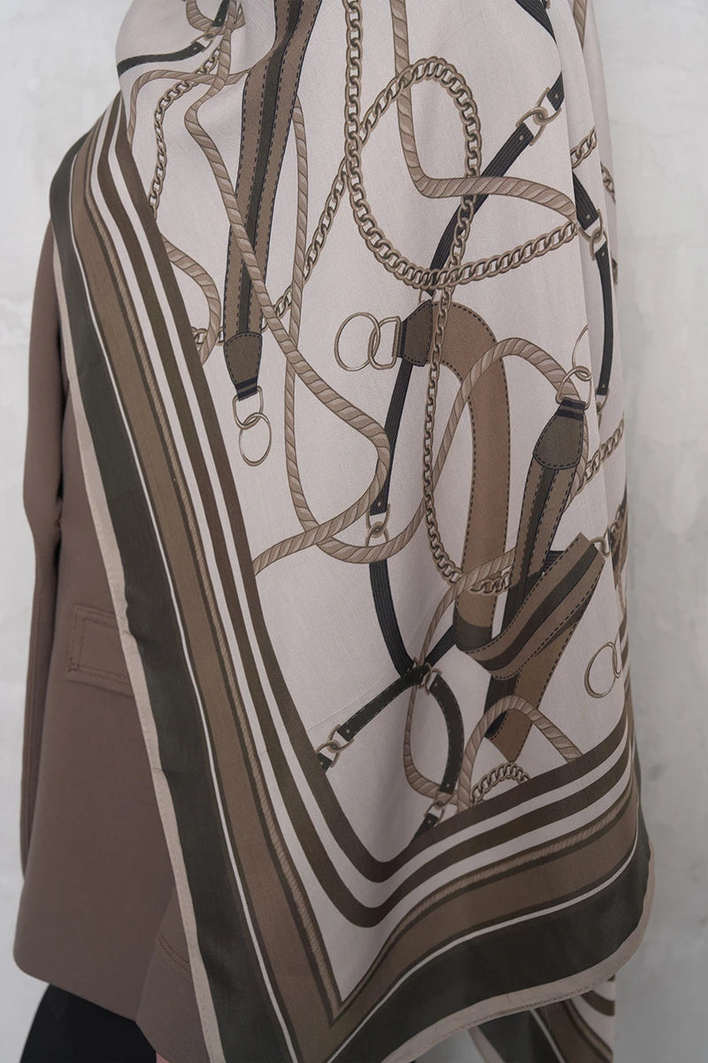 Floss Viscose Shawl Reins Pattern - Beige