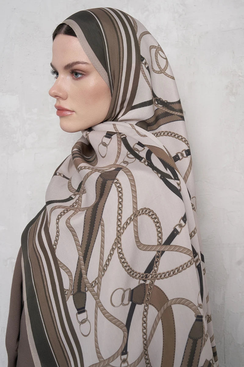 Floss Viscose Shawl Reins Pattern - Beige