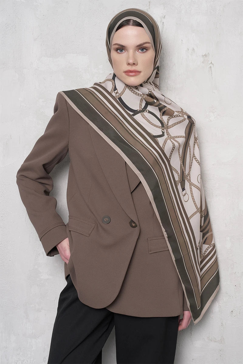 Floş Viskon Şal Reins Desen - Bej