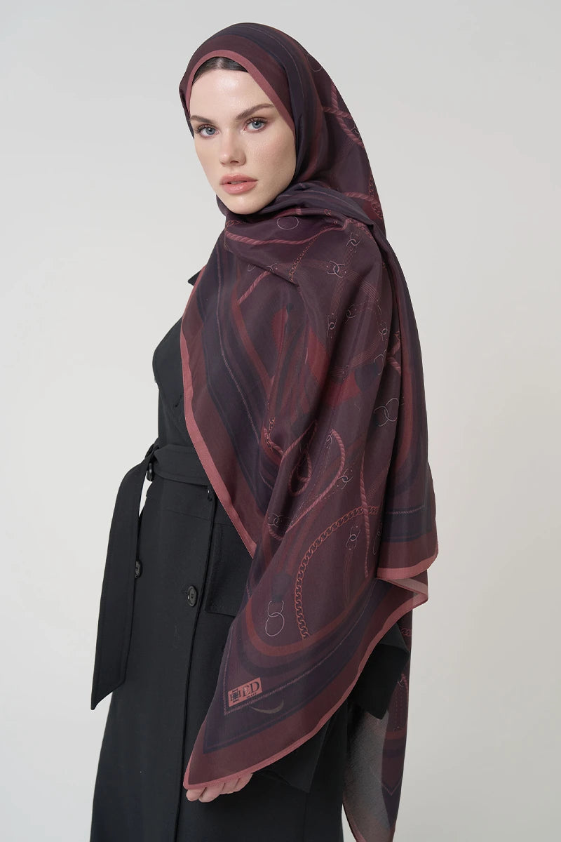 Floş Viskon Şal Reins Desen - Bordo