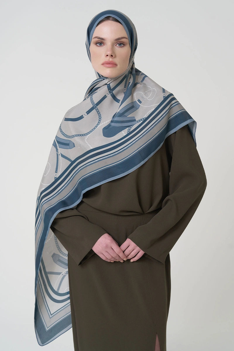 Floş Viskon Şal Reins Desen - Mavi