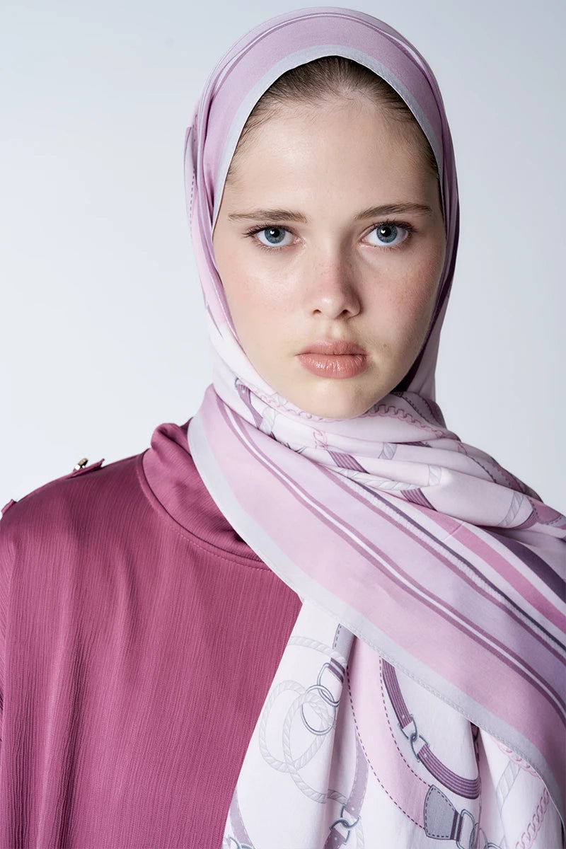 Floş Viskon Şal Reins Desen - Pembe