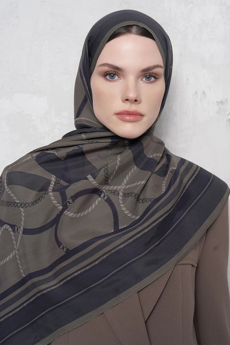 Floss Viscose Shawl Reins Pattern - Green