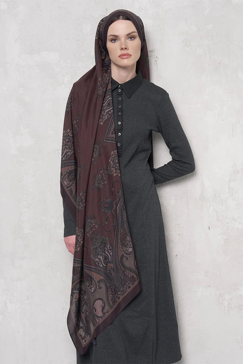 Floş Viskon Şal Riseon Desen - Mürdüm