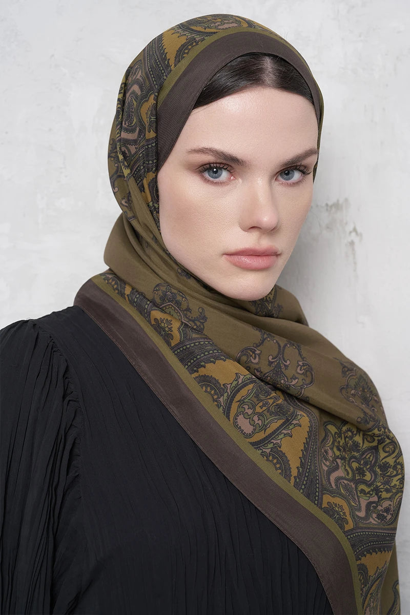 Floss Viscose Shawl Riseon Pattern - Green