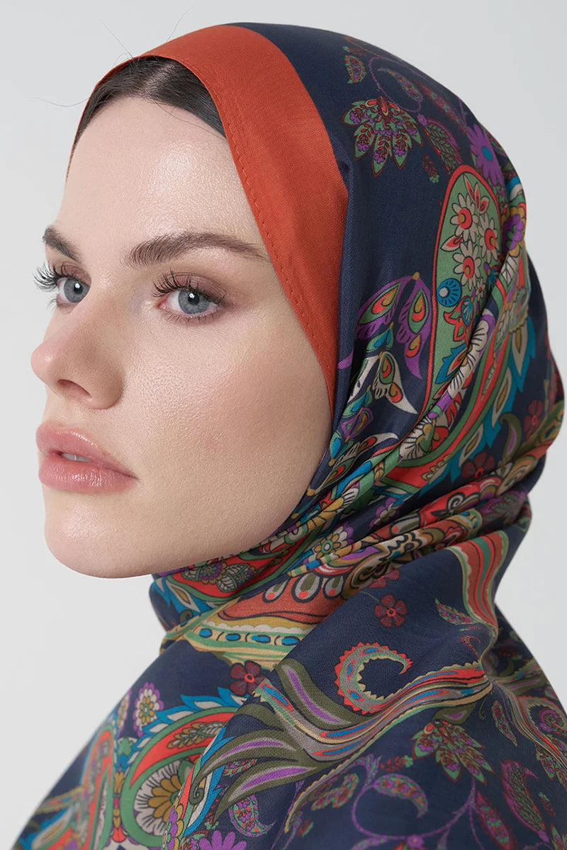 Floş Viskon Şal Rosette Desen - Turuncu