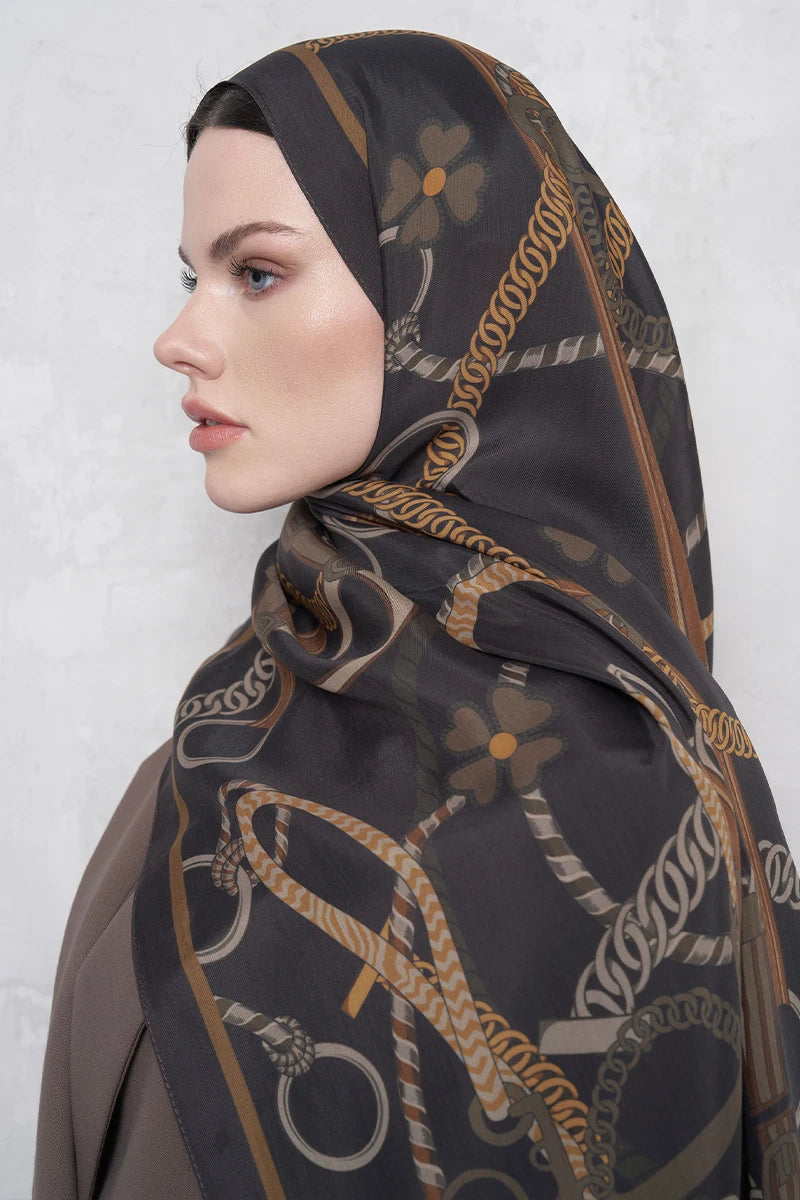 Floş Viskon Şal Sandle Desen - Acı Kahve