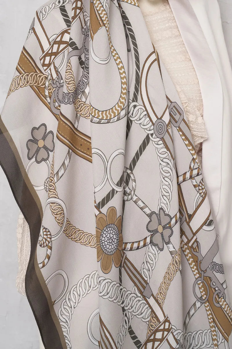 Floş Viskon Şal Sandle Desen - Bej