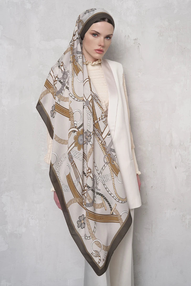 Floş Viskon Şal Sandle Desen - Bej