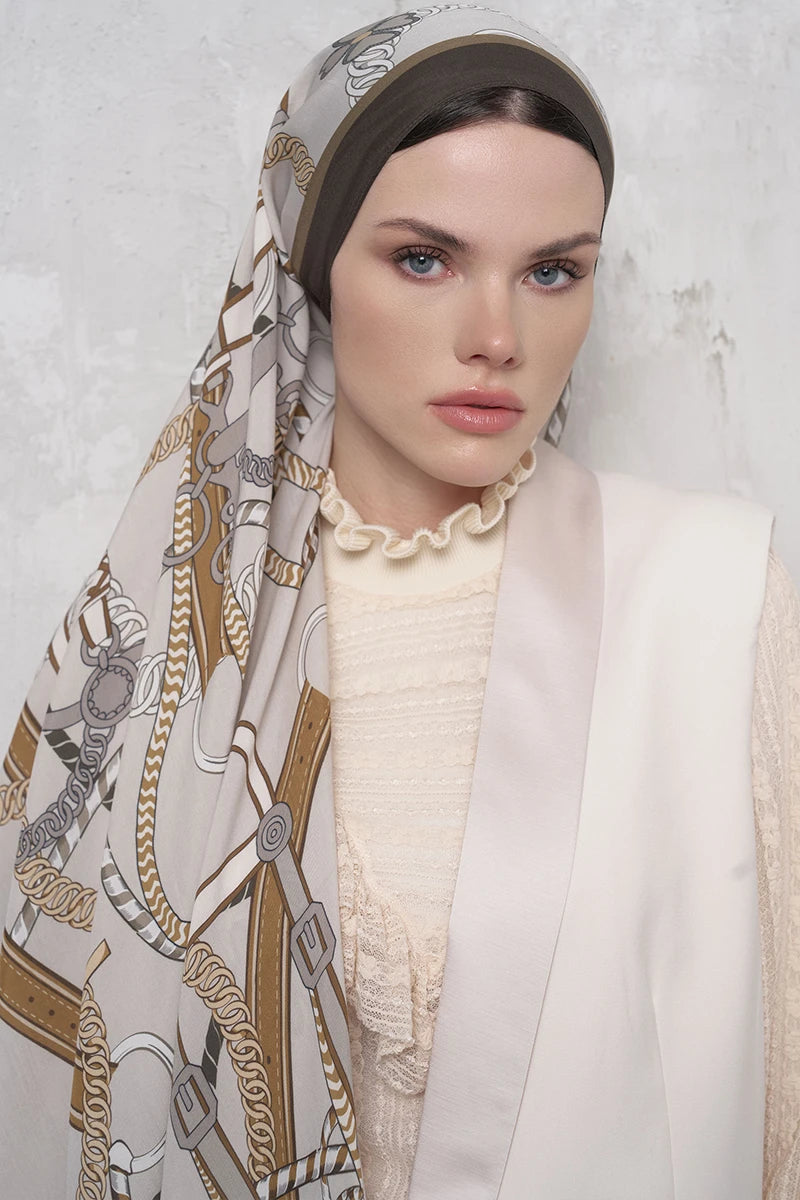 Floş Viskon Şal Sandle Desen - Bej