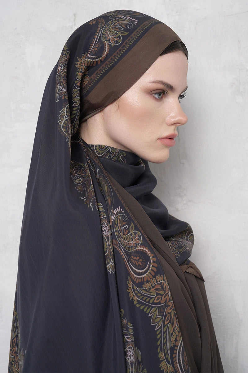 Floss Viscose Shawl Sheer Pattern - Brown