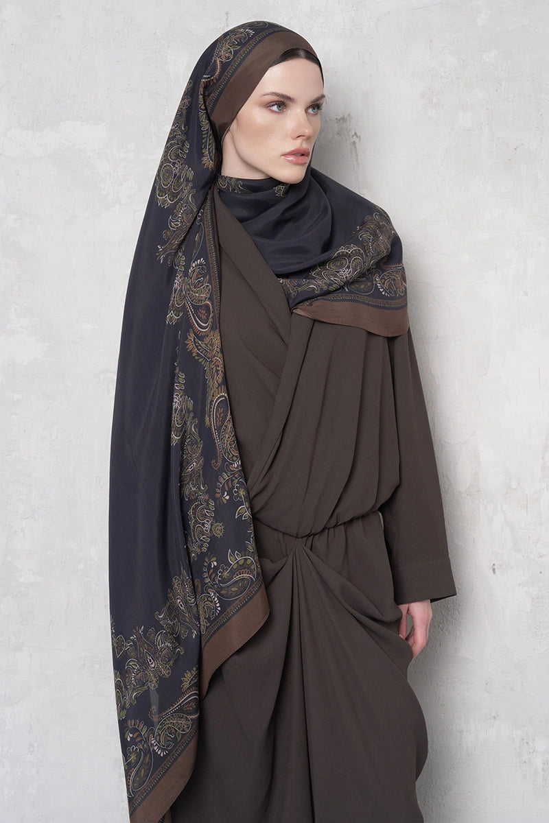 Floş Viskon Şal Sheer Desen - Kahverengi