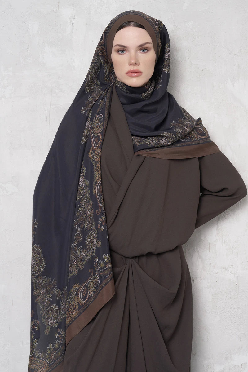 Floş Viskon Şal Sheer Desen - Kahverengi