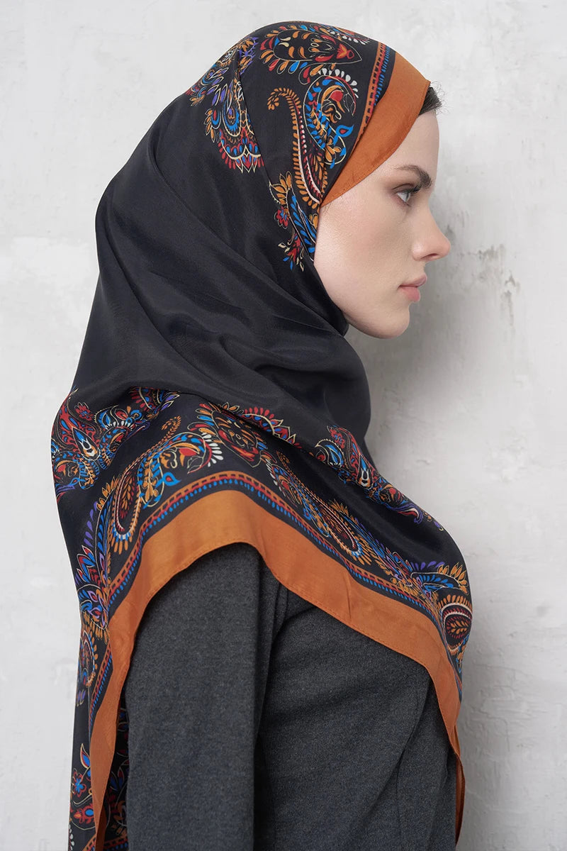 Floş Viskon Şal Sheer Desen - Turuncu