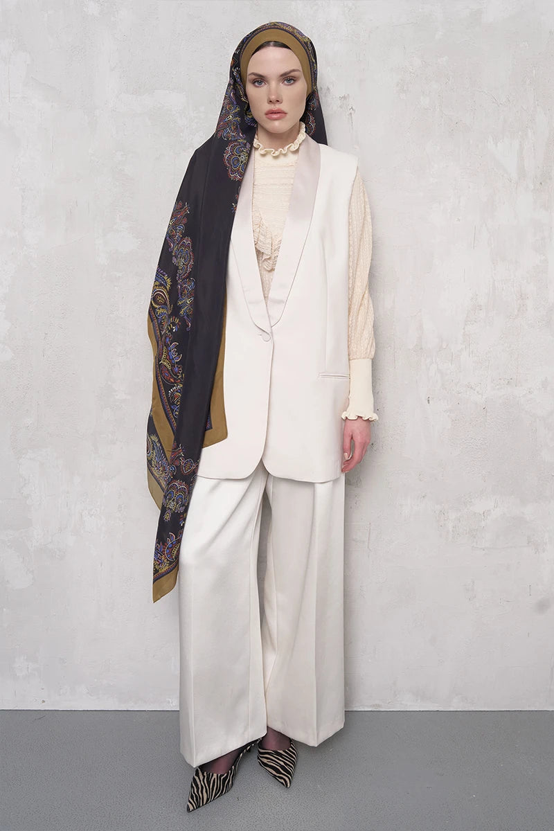 Floş Viskon Şal Sheer Desen - Yağ Yeşili